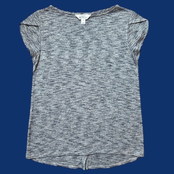 Market & Spruce Tops - Market & Spruce Blue/Gray Heather Knit Top Tulip Flutter Sleeves Button Back